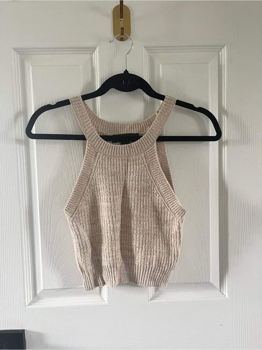 Forever 21 High-Neck Ribbed Knit Crop Tank Top - Size Small
